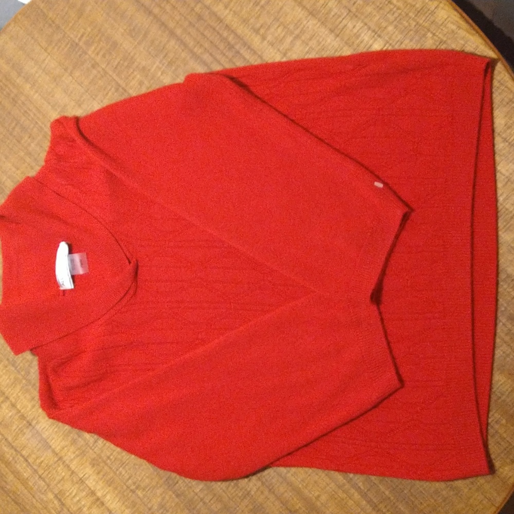 Allison Daley Petite Red Knit Pullover V-Neck Sweater Size PM